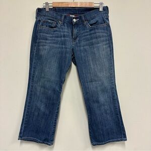 Lucky Brand Classic Rider Crop Dark Blue Y2k Low Rise Capri Jeans